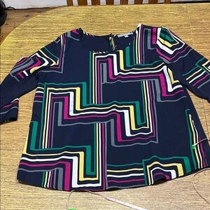 3/$10-NY Collection Multicolor Geometric Blouse